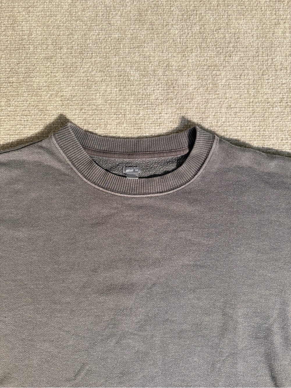 Aerie Women’s Charcoal Gray Cozy Split Hem Oversized Crewneck Sweatshirt - Small - Picture 2 of 5
